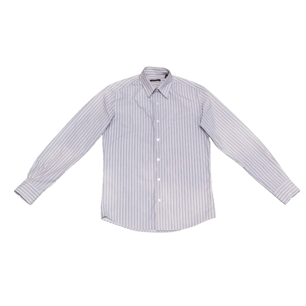 Louis Vuitton Mens Striped V Motif Button Down Shirt Lavender Size 39/S France